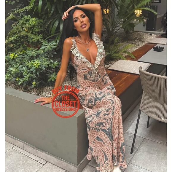 ZARA Printed Ruffle Trim Maxi Dress NWT Blogger Fave Size S - Picture 13 of 16